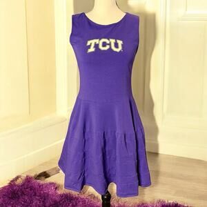 Y2K Ketch the Spirit TCU Game Day Mini Tank Dress Womens Purple White Medium